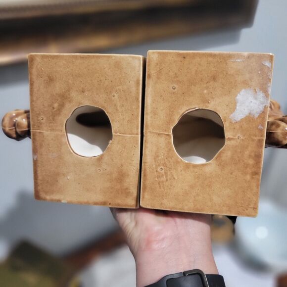 Vintage Set Of Ceramic Horse Head Bookends MCM Hobbyist Unsigned Equestrian West - Picture 9 of 13